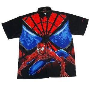New Spiderman mens shirt size medium Halloween official movie merchandise button